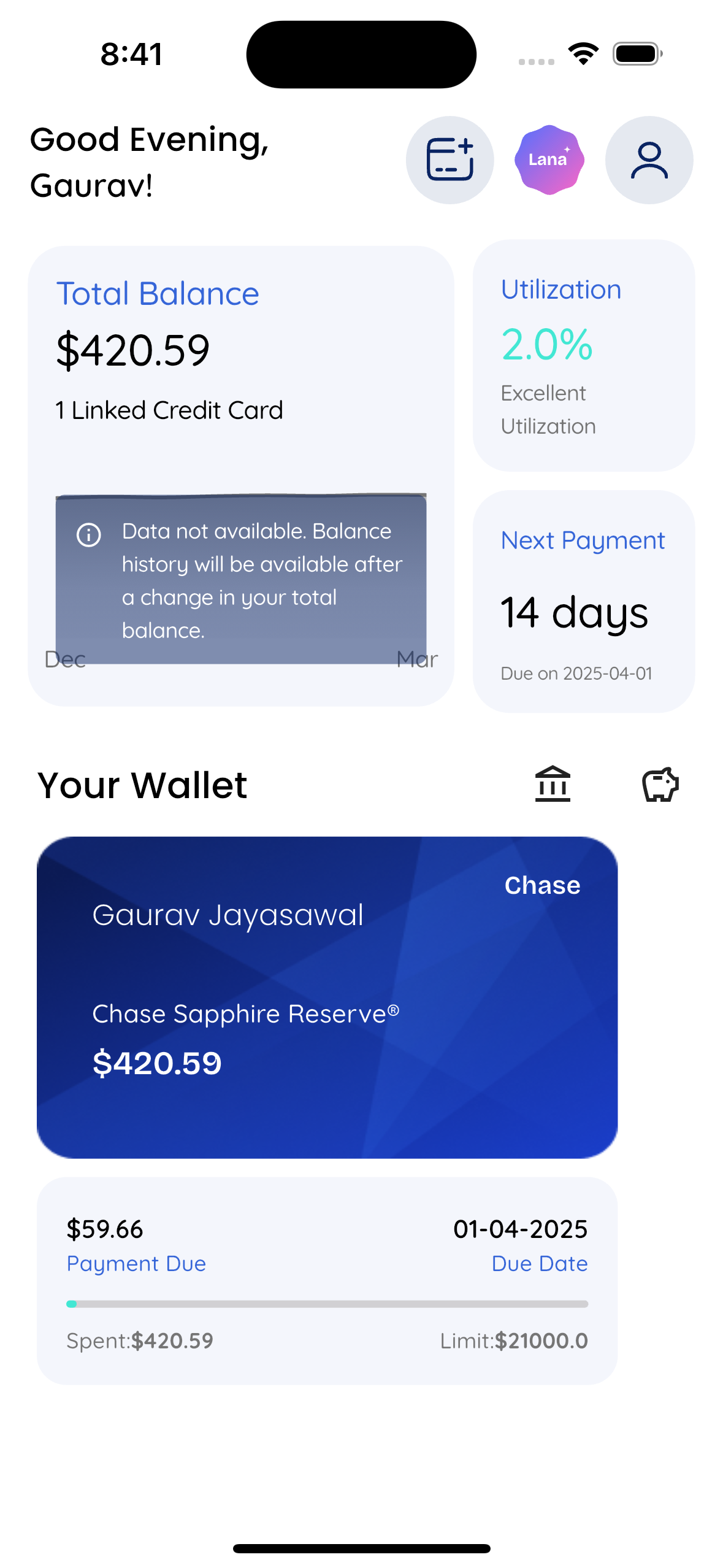 Wicked Pay App - Main Screen